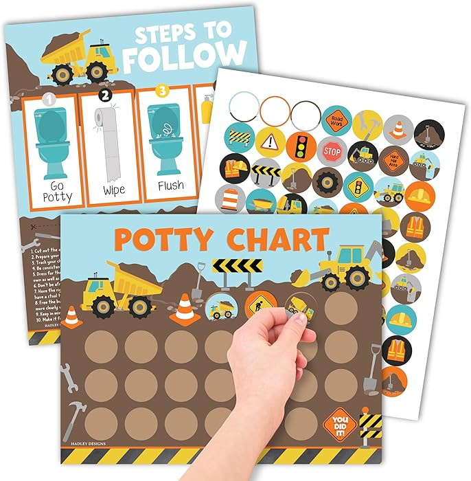 Hadley Designs Potty Training Chart for Toddlers Boys -10 Sticker Potty Chart for Toddlers Boys, ... | Amazon (US)