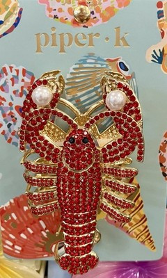 NEW Piper K Lobster Hair Claw Clip Red Gold Rhinestone Faux Pearl Beach Tiktok | eBay | eBay US