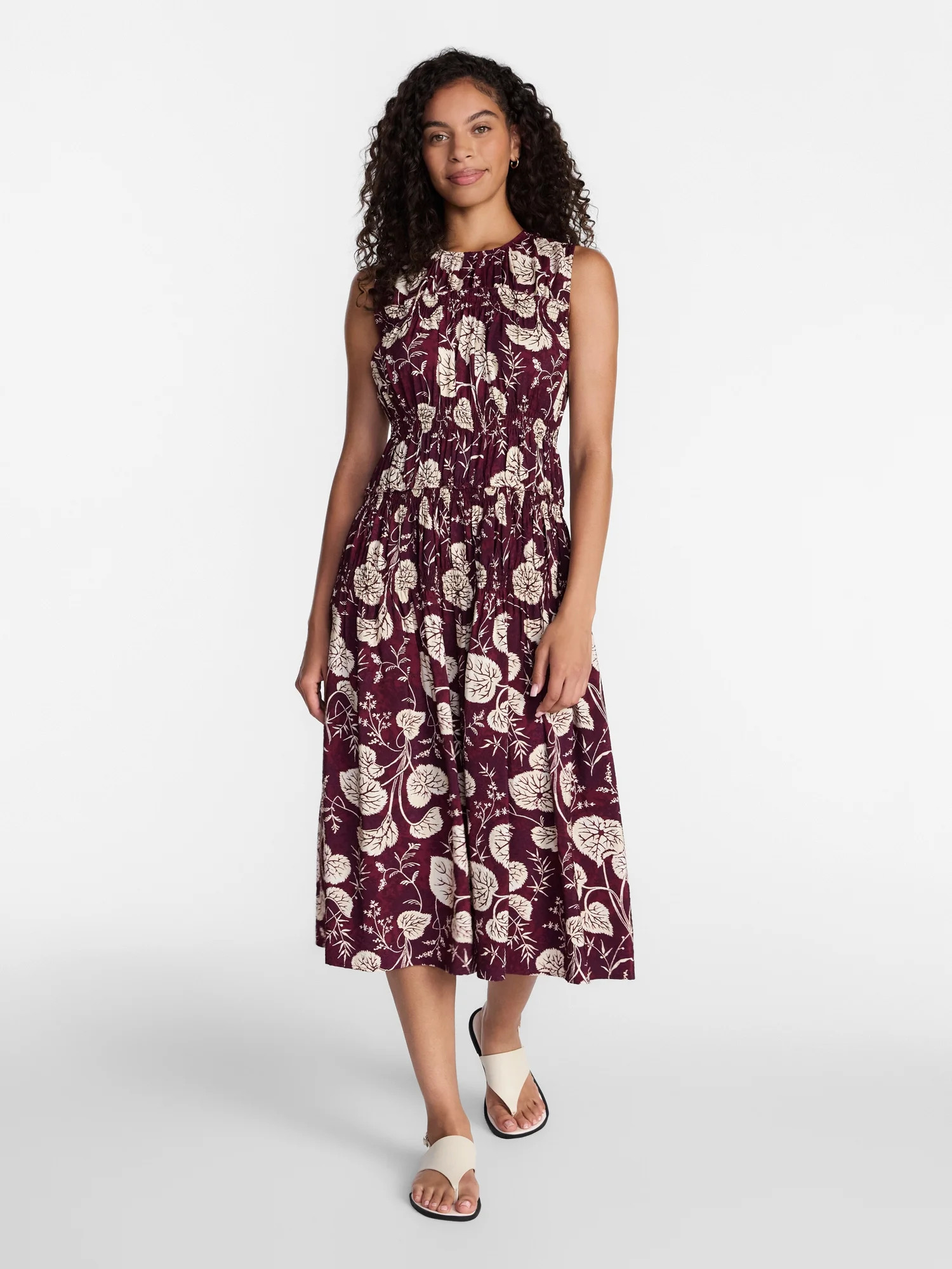 Time and Tru Women's Sleeveless Smocked Midi Dress, Sizes XS-XXXL | Walmart (US)