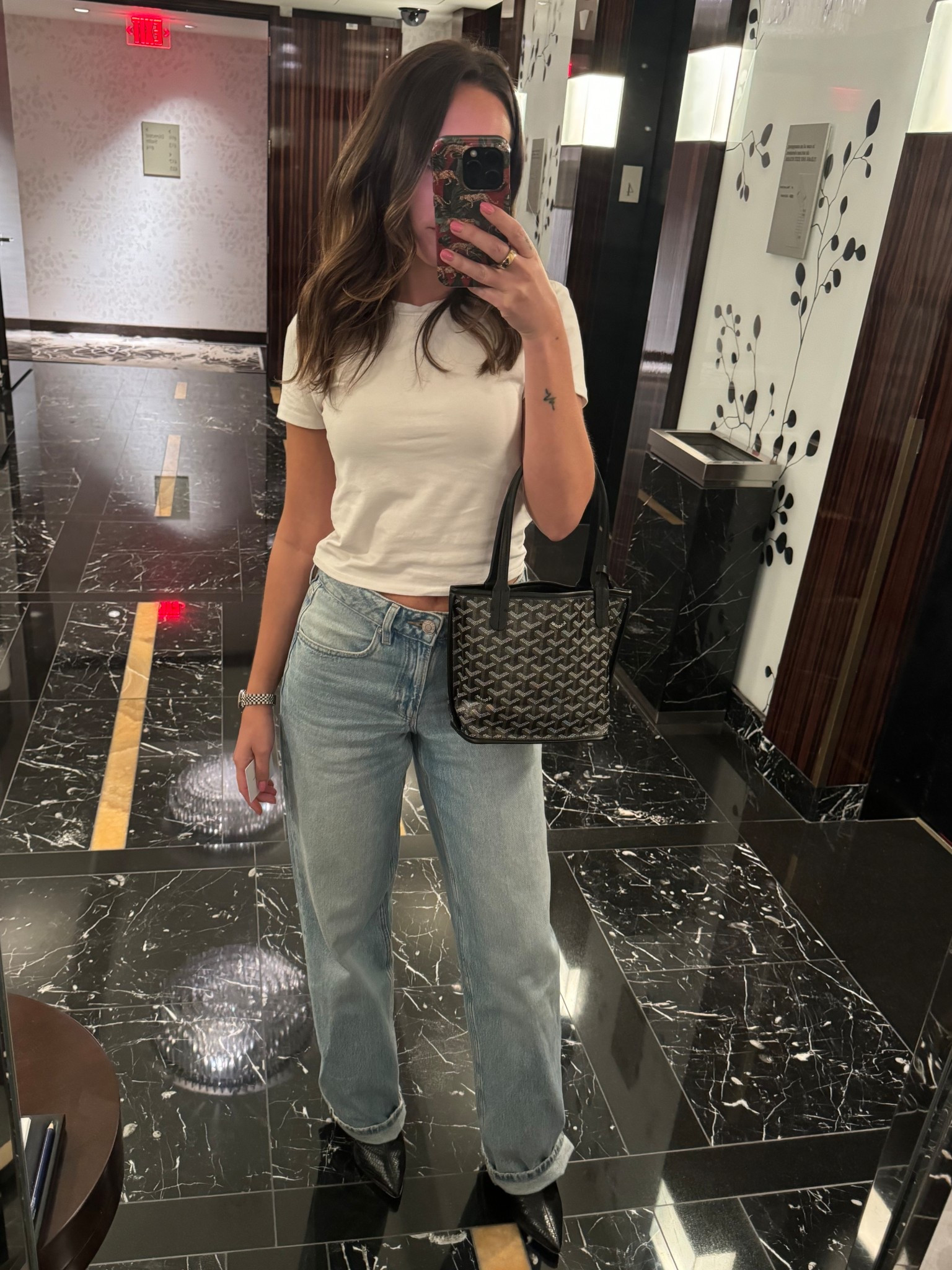 Denim and white tee OOTD 

Casual wear, office wear, denim, ootd, day to night 

#LTKItBag #LTKStyleTip #LTKTravel