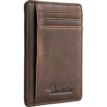 Travelambo Slim Wallet Front Pocket Minimalist Leather RFID Blocking Medium Size | Amazon (US)