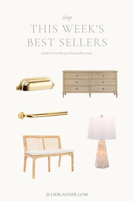 Best sellers this week: Rejuvenation bin pull and massey drawer pull, 6 Wayfair drawer dresser and sofa bench, and Tj Maxx table lamp

#LTKstyletip #LTKhome
