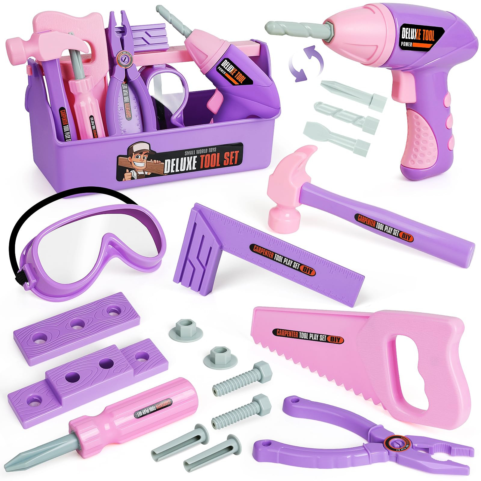 Kids Tool Set with Toy Drill, Toy Tool Box, Construction Tools, Pretend Play Toddler Girl Toys Gi... | Amazon (US)