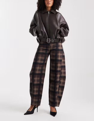 ASOS DESIGN barrel leg jean in check print | ASOS (Global)