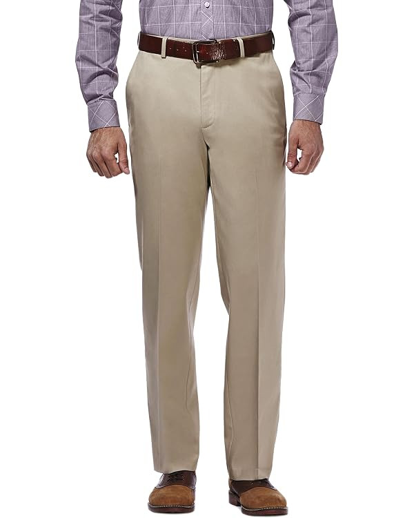Haggar Men's Premium No Iron Khaki Classic Fit Flat Front Casual Pant (Regular and Big & Tall Siz... | Amazon (US)