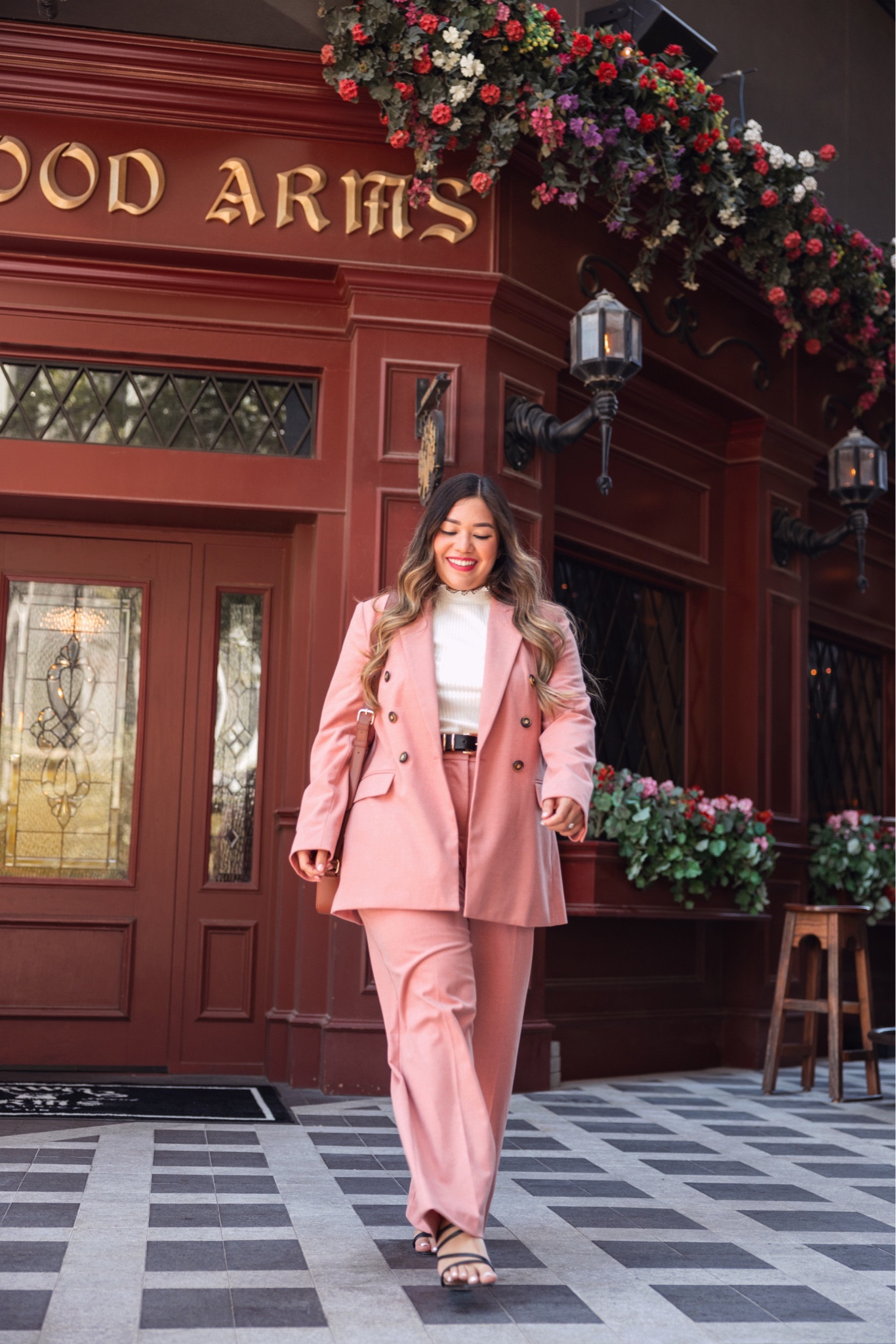 Brushed Flannel Double Breasted Blazer - wearing petite size 10
Peyton Trouser Pants in Brushed Flannel - wearing petite size 10
Pointelle Ribbed Ruffle Top - wearing petite large

fall outfits, pink outfit, pink suit, pink power suit, pink blazer, pink pants, barbie outfit, loft haul, loft outfit, loft fashion, loft outfits, pink workwear, pink office wear, pink work outfit, pink office outfit, teacher outfits, fall outfit, white top, flutter sleeve top, fall style, fall fashion, fall look, teacher style, teacher fashion, midsize fashion, midsize look, midsize outfit, midsize style, pink trousers, barbie style, pink style, gold belt, gold buckle belt, brown camera bag

#LTKHoliday #LTKworkwear #LTKmidsize