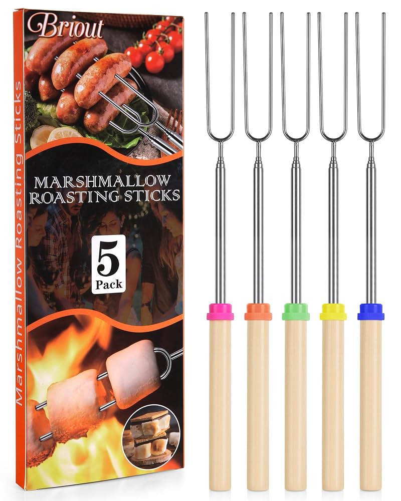 Briout Marshmallow Roasting Sticks - Smores Stick for Fire Pit - Hot Dog Campfire Skewers Marshma... | Amazon (US)