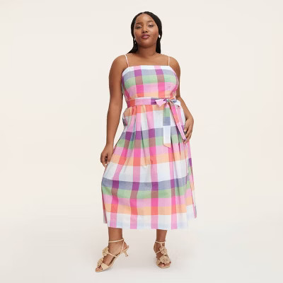 Women's Plaid Tie-Waist Midi Dress - kate spade new york x Target Red/Pink/Green/Blue XL | Target