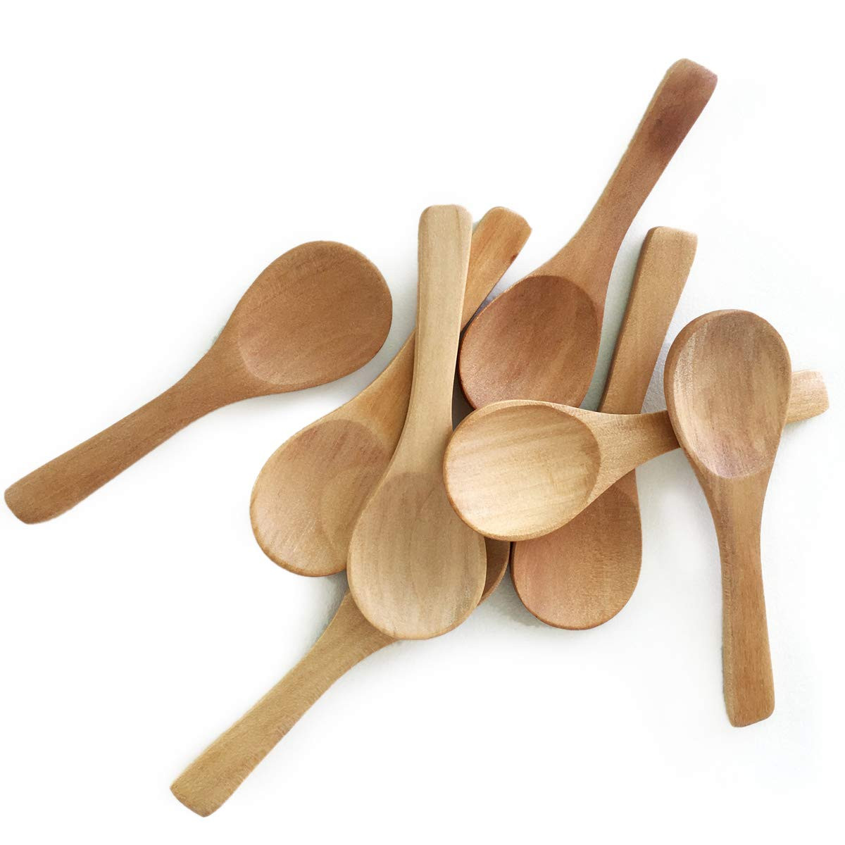 50 Pieces Small Wooden Spoons, Short Handle Mini Condiments Salt Spoons Nature Wooden Honey Teaspoon Coffee Tea Jam Mustard Ice Cream Milk Powder Spices (Natural Wood Color) | Amazon (US)