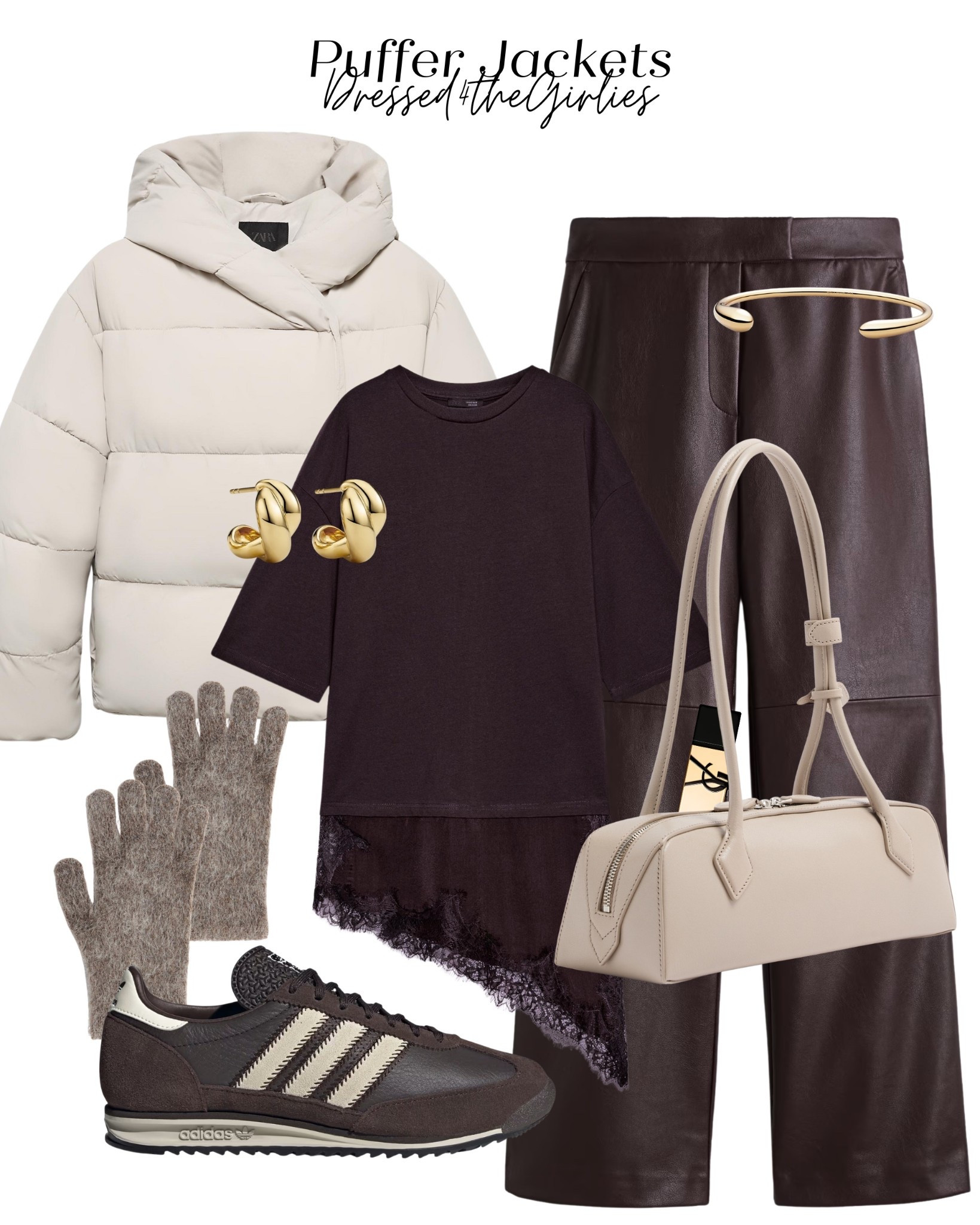 Zara puffer jackets🤎

Tags: cream hooded puffer jacket, burgundy lace trim tshirt, burgundy leather trousers, cream shoulder bag, brown adidas trainers, autumn workwear, winter causal outfit 

#LTKworkwear #LTKuk #LTKwinter
