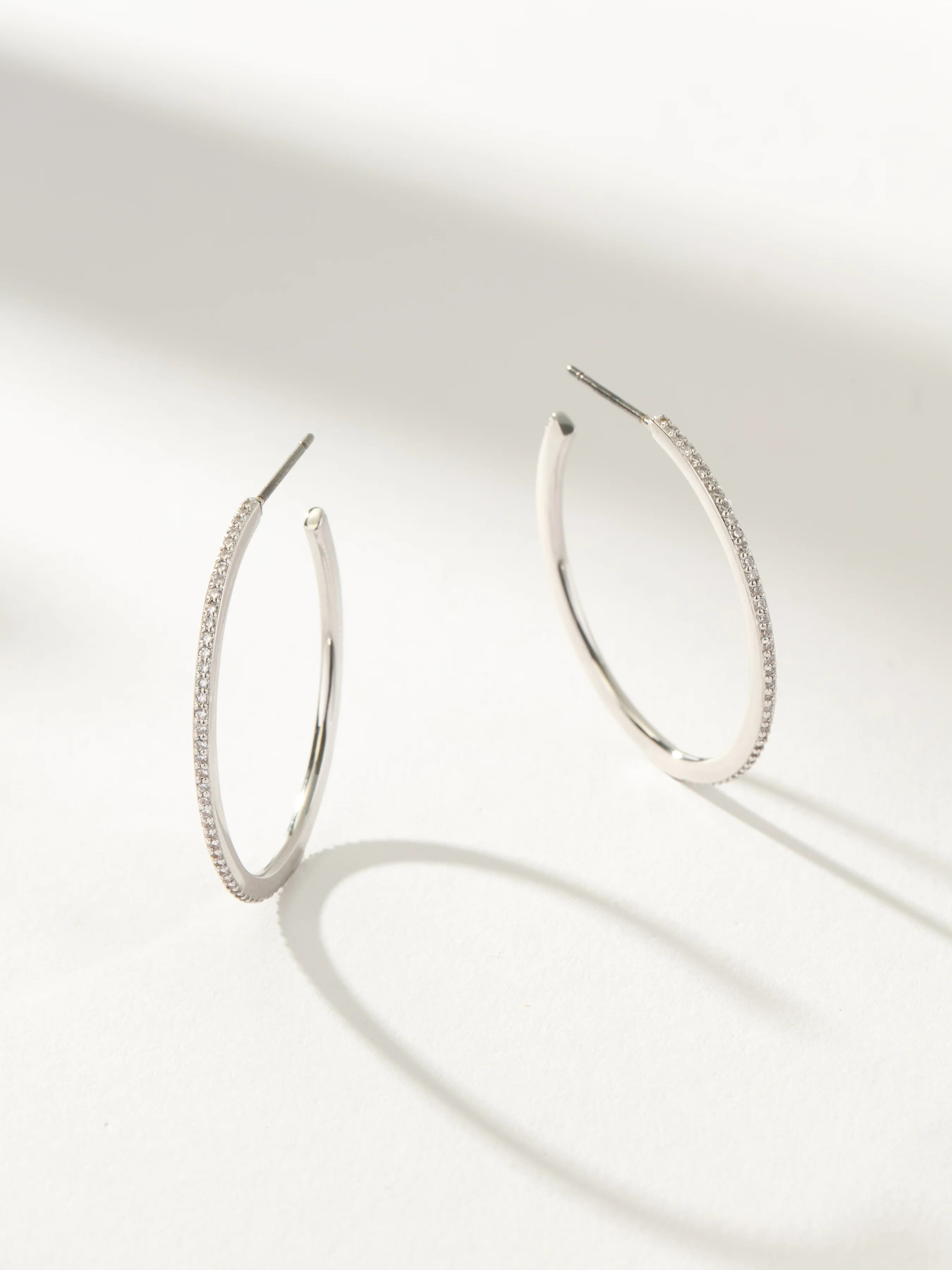 Pavé Thin Hoop Earrings in Gold and Silver | Uncommon James | Uncommon James