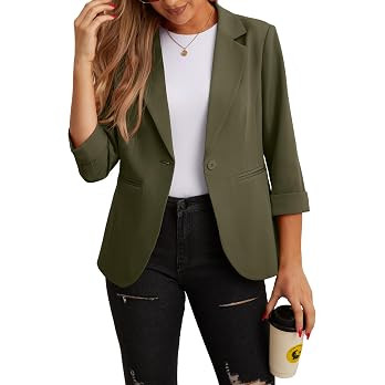 GRECERELLE Women's Blazers 3/4 Sleeve Lapel Suit Jackets | Amazon (US)