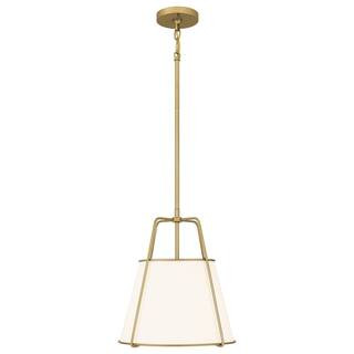 Taylor 2-Light Gold Pendant with White Fabric Shade | The Home Depot