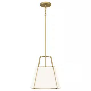Taylor 2-Light Gold Pendant with White Fabric Shade | The Home Depot
