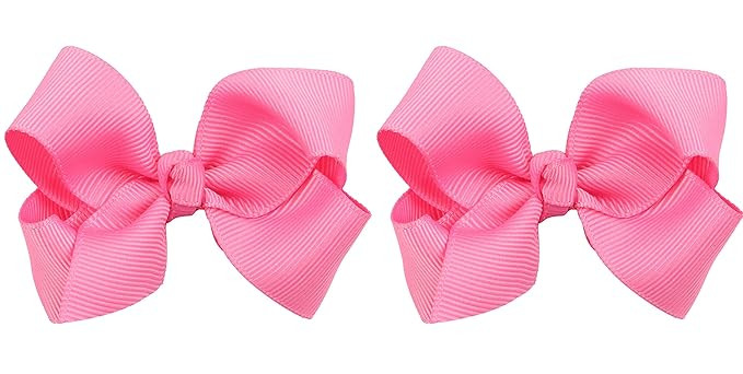 3 Inch Baby Girl Hair Bows Boutique Hair Clip Teens Toddlers Hairpin Headwear - Set of 2 (Deep Pi... | Amazon (US)
