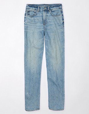 AE Strigid Super High-Waisted Baggy Straight Embellished Jean | American Eagle Outfitters (US & CA)