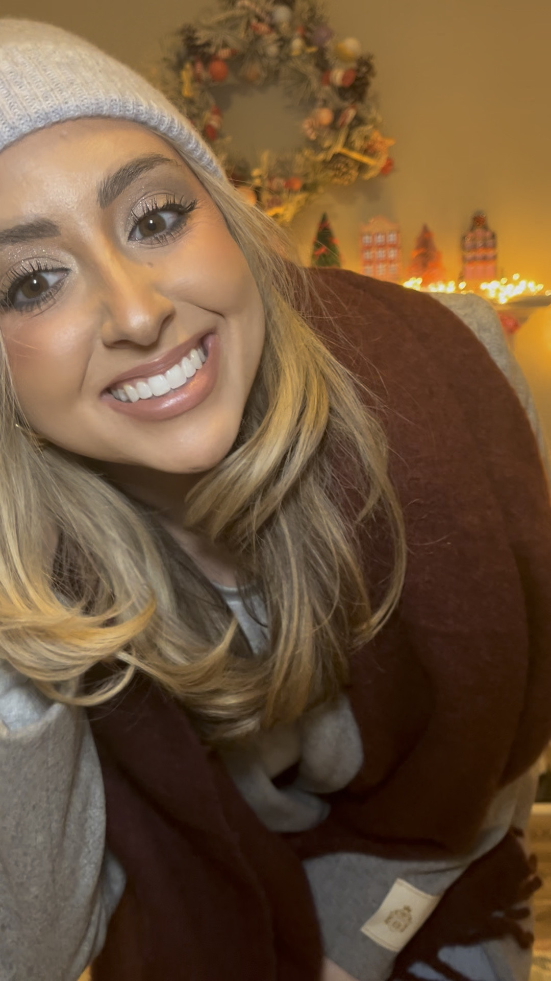 christmas outfit ideas for girls. Aritzia wool coat. Size small. 
Tna crew top. Size medium. 
Ugg platform ultra mini. Size 8
Abercrombie 90s jeans. Size 27
Cashmere beanie in cool grey  

#LTKWatchNow #LTKGiftGuide #LTKHoliday