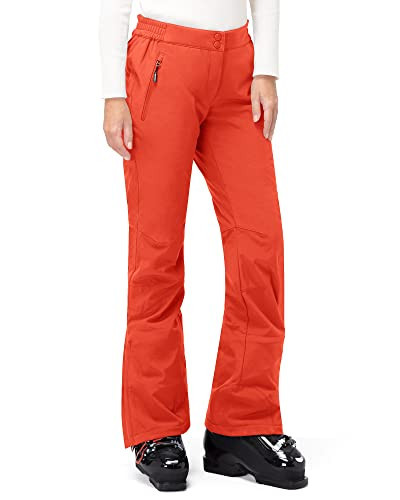 33,000ft Damen Skihose Outdoorhose Wasserdicht Winddichte Softshellhose Warme Gefütterte Trekkinghose Atmungsaktive Schnelltrocknende Thermohose Wanderhose Winter, Orange Rot 34W*29L | Amazon (DE)
