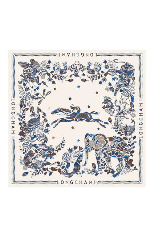 Longchamp Foret Square Silk Scarf in Atlantic at Nordstrom | Nordstrom