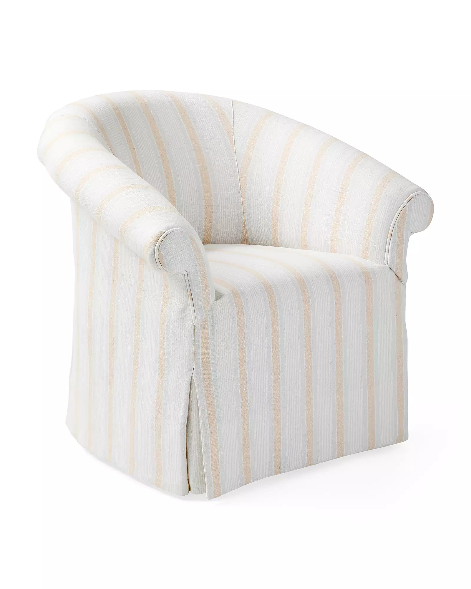 Brixton Skirted Swivel Chair -  Kensington Stripe Beach | Serena and Lily