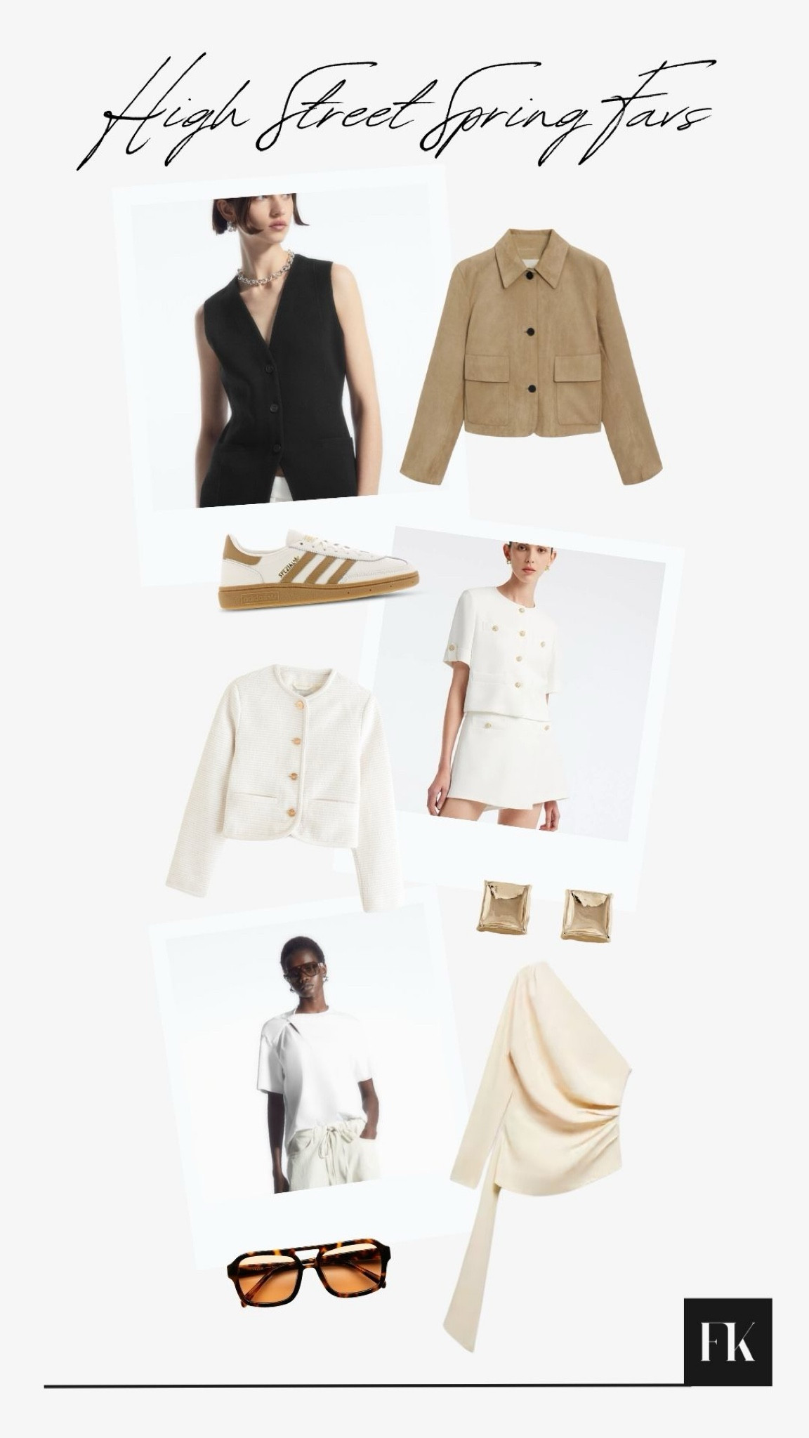 My high street favs this spring, white cream jackets, waistcoat, tan accessories and jackets, clean white tee, Adidas Sambas

#LTKSeasonal #LTKshoecrush #LTKstyletip