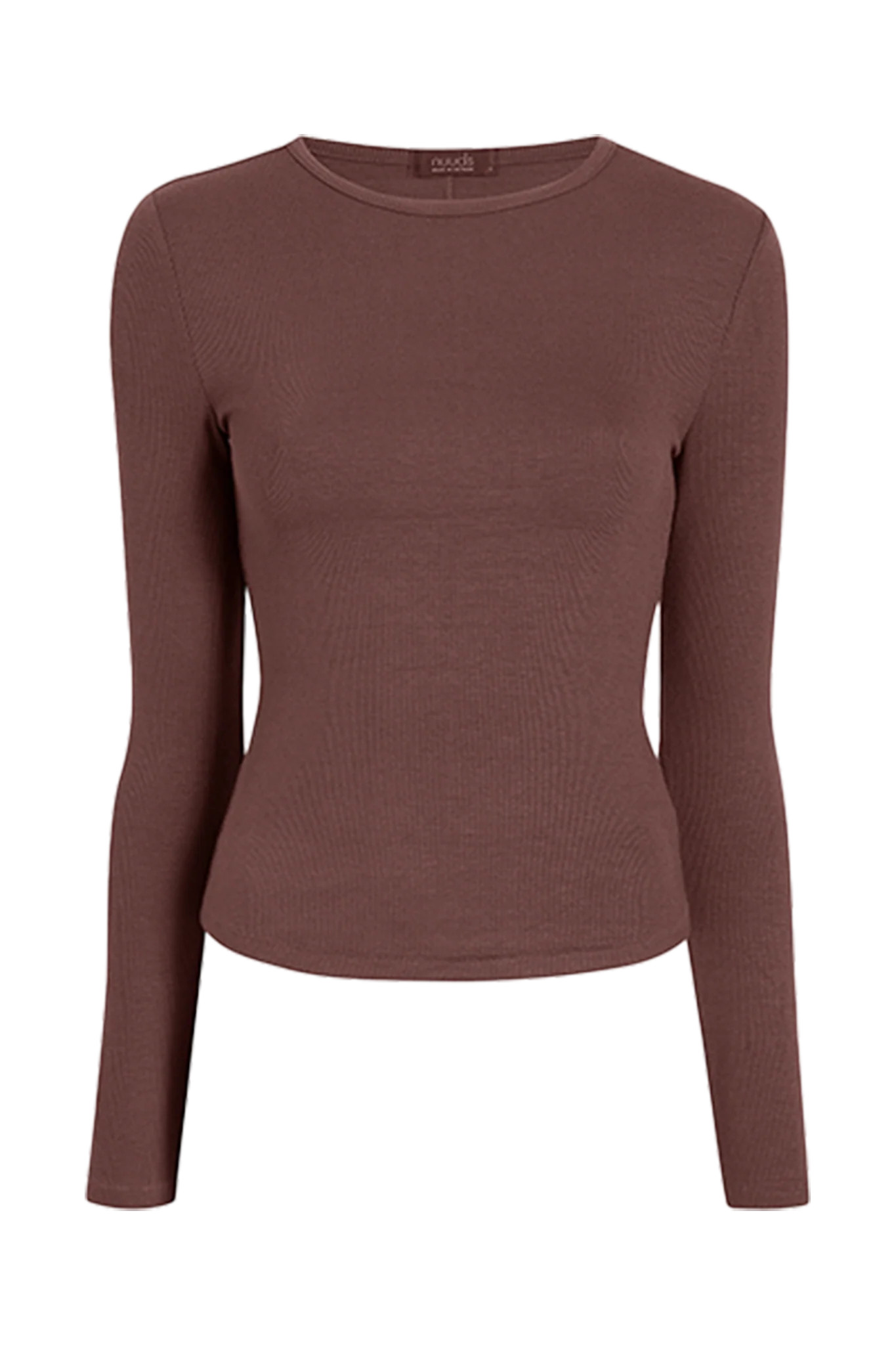 Slinky Rib Long Sleeve Shirt | Coffee | Nuuds US