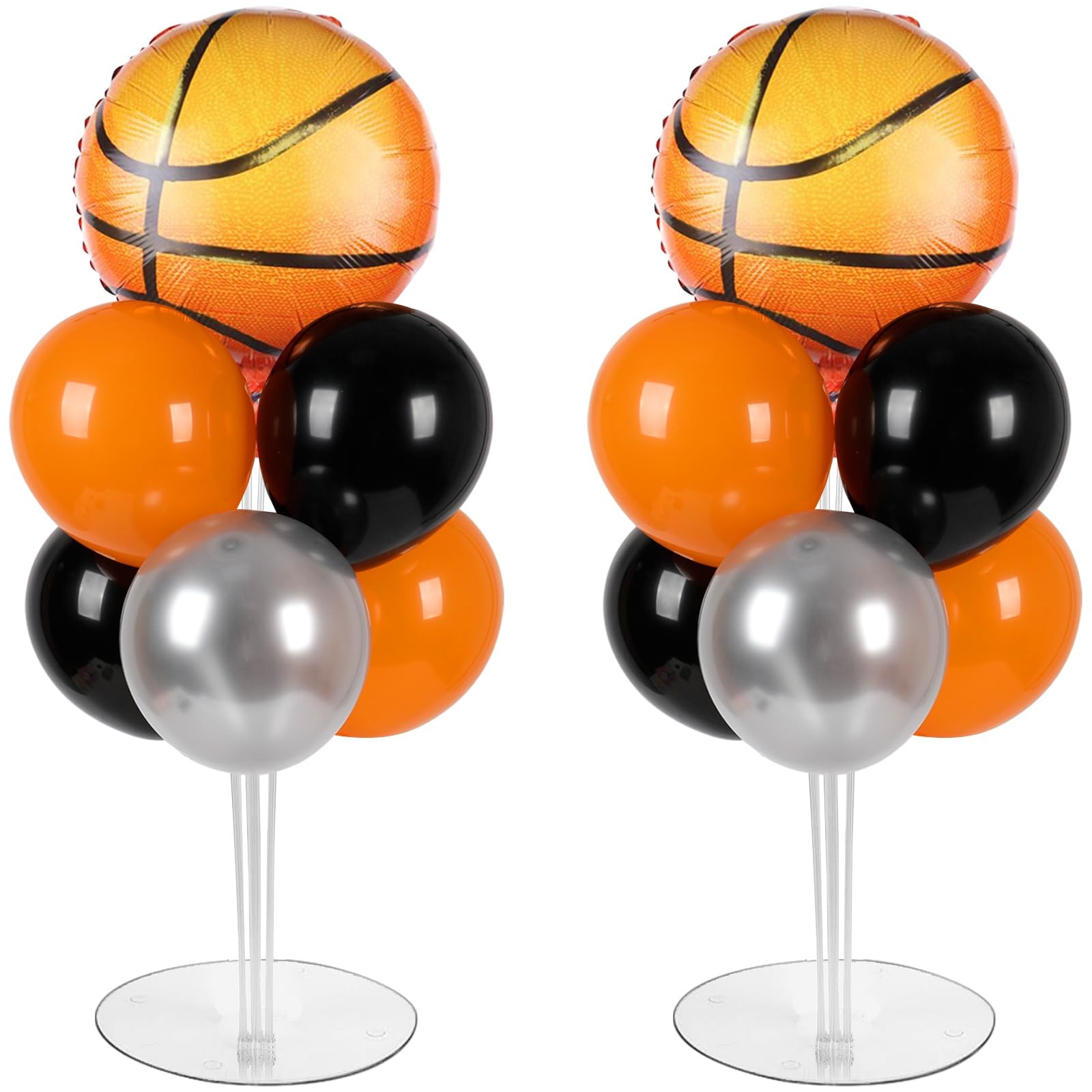 Basketball Party Balloons Stand Kit 2 Sets With 2 Basketball Ball Foil Balloons Basketball Themed Party Balloon Centerpiece for Tables for Game Sports Birthday Party Basketball Themed Decorations | Amazon (US)