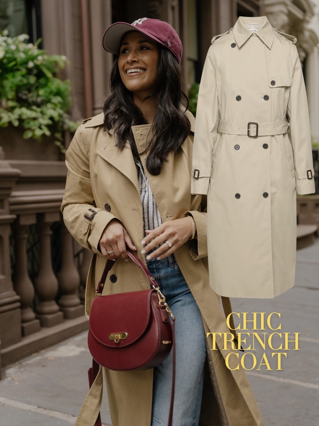 This is one the best fitting trench coat styles available in multiple colors at @Aritzia! I’m wearing the wicker tan color here. 
Also, take 20% OFF my @Gigi New York bag with code: HAUTE20

#LTKootd #LTKPetite