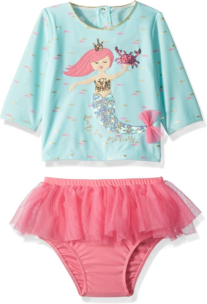 Girls' Baby Mermaid Ruffle Rash Guard 2 Piece Swimsuit | Amazon (US)