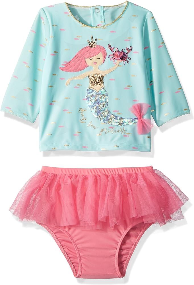 Girls' Baby Mermaid Ruffle Rash Guard 2 Piece Swimsuit | Amazon (US)