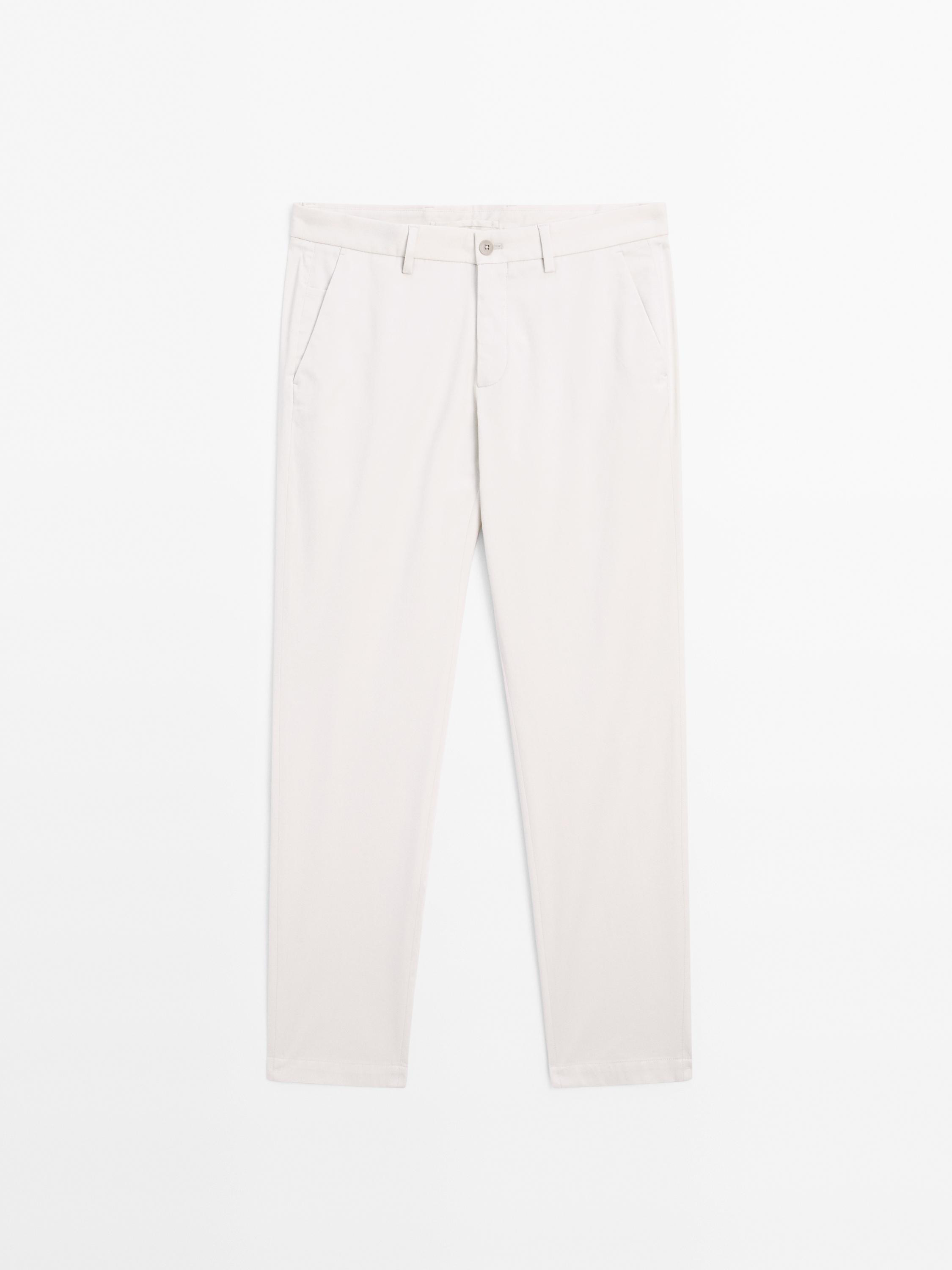Slim fit cotton blend trousers | Massimo Dutti US