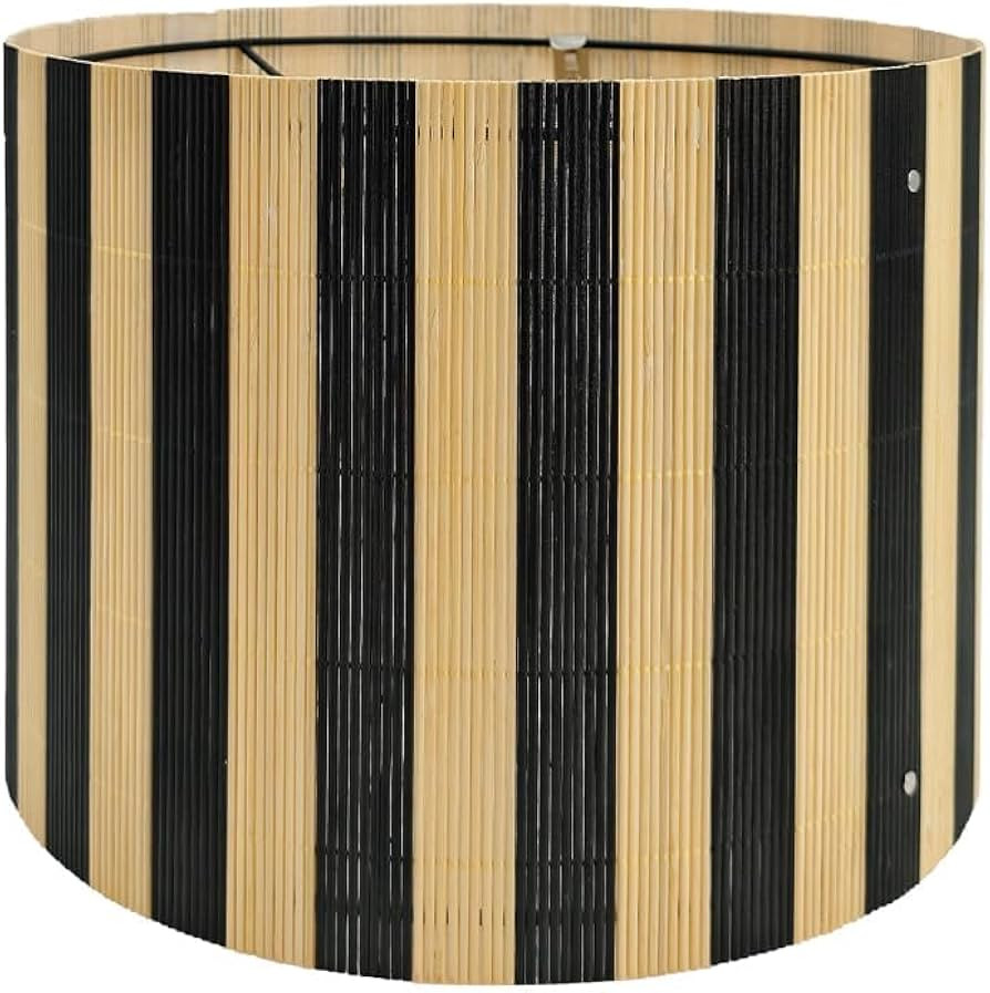 modern decorative bamboo lamp shade with black simple Geometric design groovy unique for floor an... | Amazon (US)