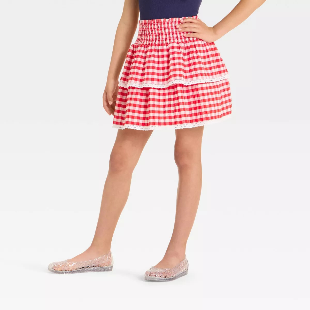 Girls' Tiered Gingham Skirt - Cat & Jack™ | Target