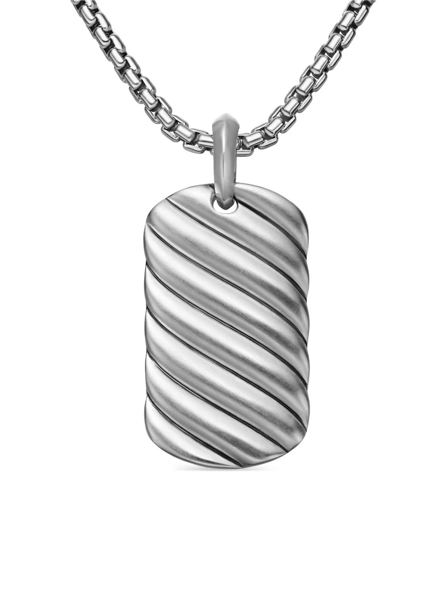 Sculpted Cable Tag In Sterling Silver | Saks Fifth Avenue