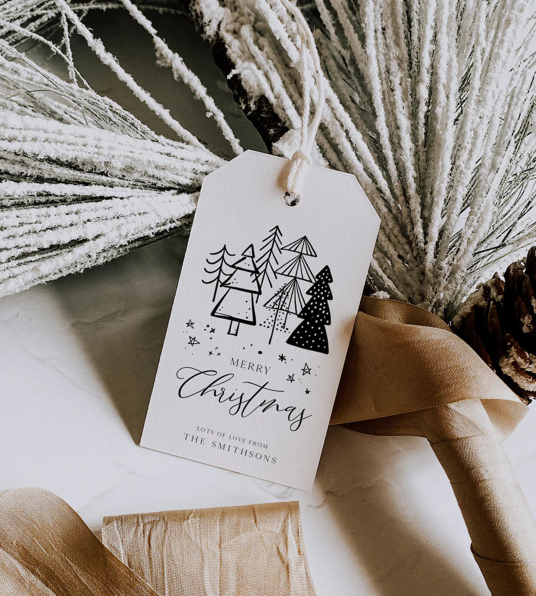 Minimalist Christmas Gift Tags, Editable Christmas Favor Tags Template, Holiday Favor Tags, Insta... | Etsy (US)