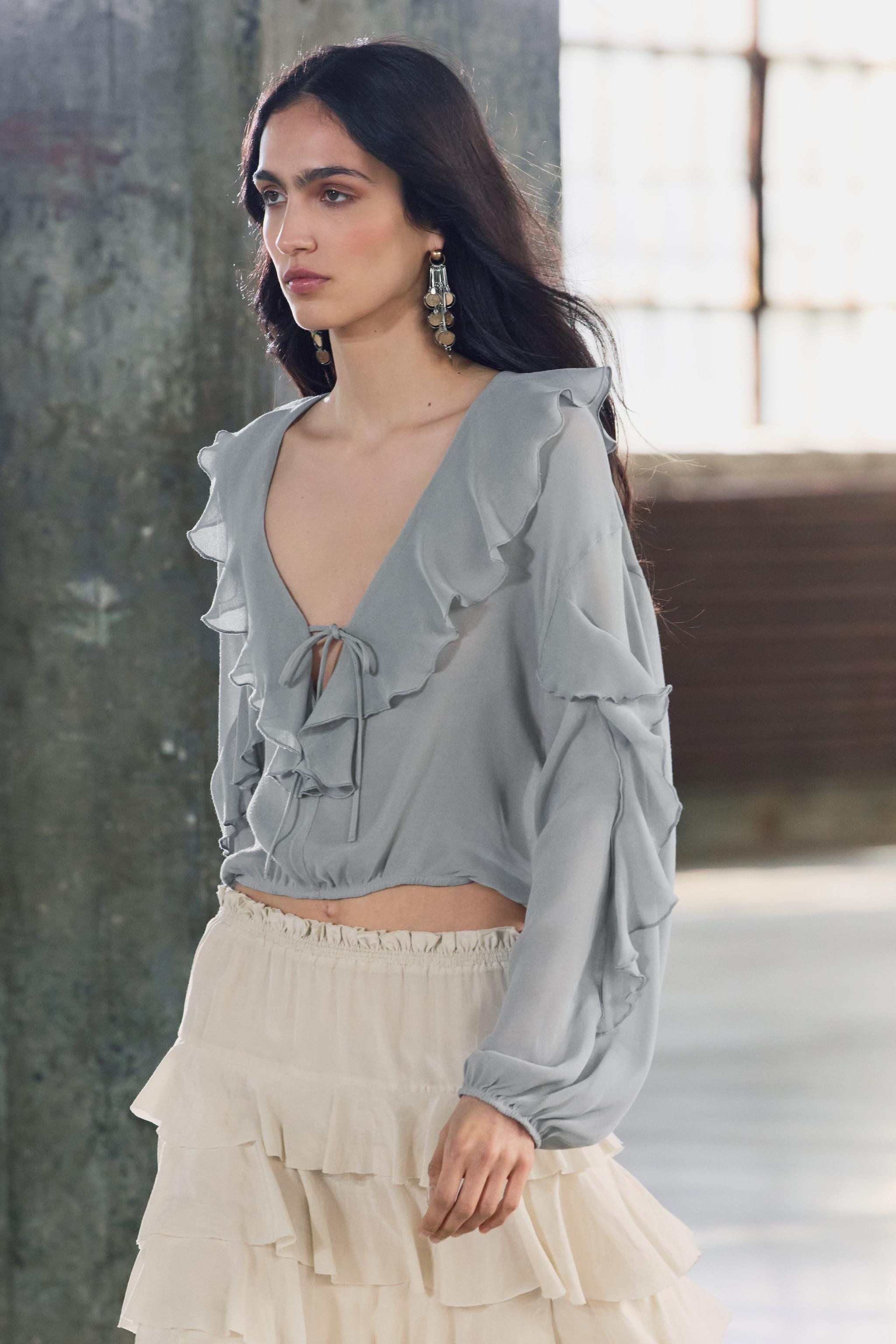 RUFFLED FLOWY BLOUSE | Zara US