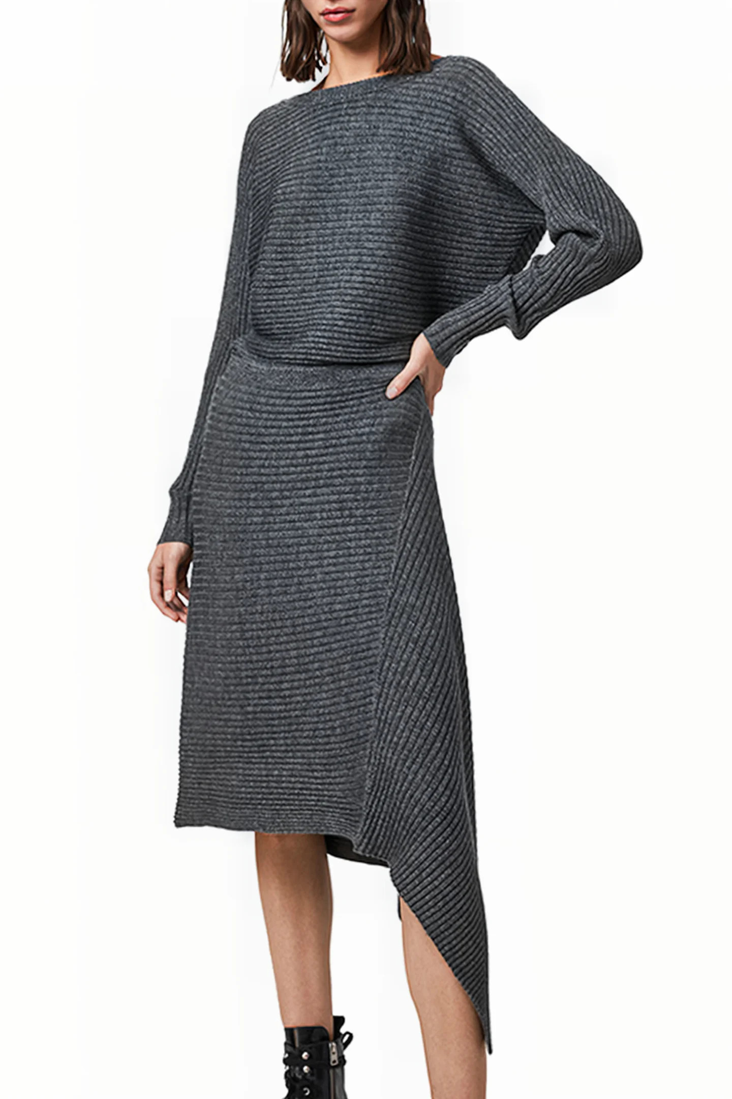 EVA METAL DRESS CHARCOAL GREY | AllSaints | Otrium | Otrium US