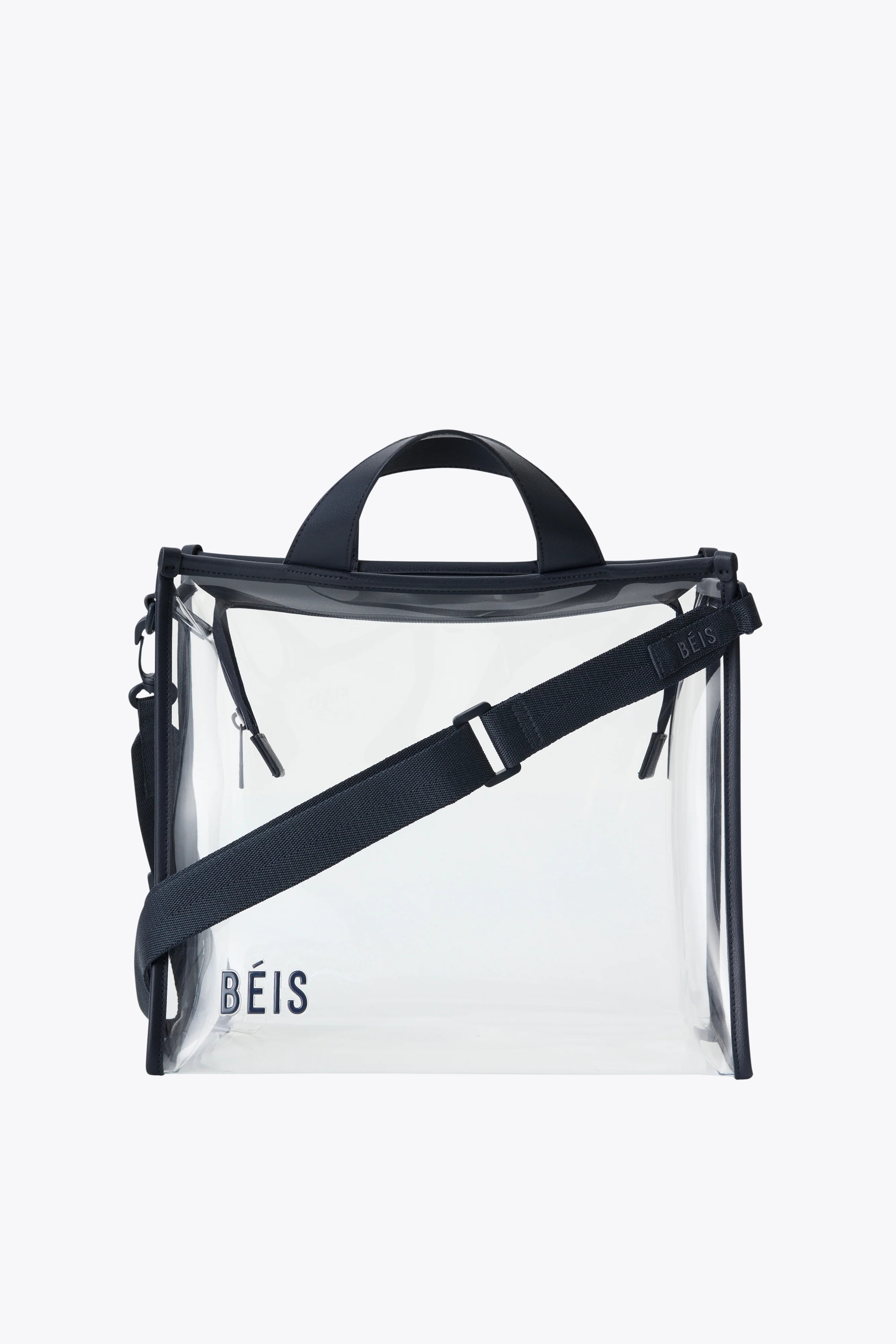 BÉIS 'The Stadium Tote'' in Clear with Navy Trim - Clear Stadium Bags & Clear Purse for Stadiums | BEIS