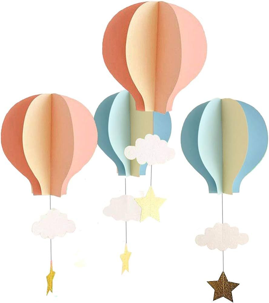 8 Pcs Large Size Hot Air Balloon 3D Paper Garland Hanging Decorations for Wedding Baby Shower Bir... | Amazon (US)