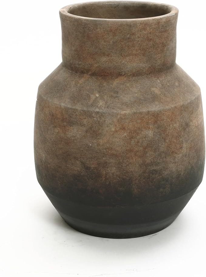 LuxenHome Rustic Ceramic Flower Vase,Farmhouse Vintage Pottery for Shelf Decor Room Decor,Brown O... | Amazon (US)