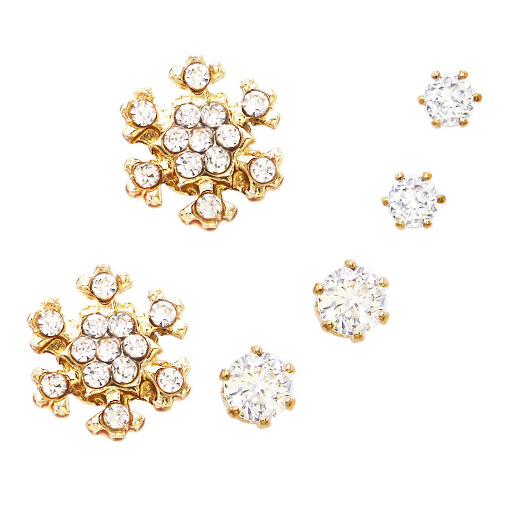 Timeless Classic Set of 3 Studs With Premium Cubic Zirconia Crystals Solitaire And Fun Shape Post... | Rosemarie Collections