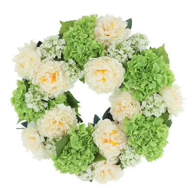 22" Spring Wreath with Real-Touch Hydrangeas and Peonies | Wayfair North America