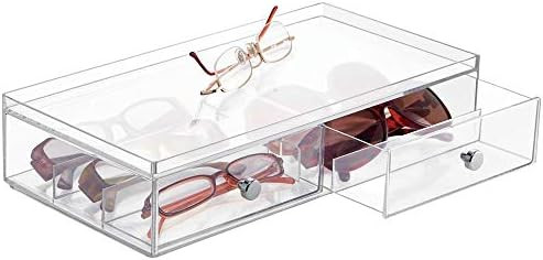 mDesign Plastic Rectangular Portable Stackable Eye Glass Organizer, Sunglass Storage Case; Hard P... | Amazon (US)