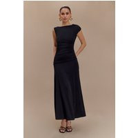 Navanna Asymmetric Slinky Midi Dress / Black | MESHKI | XXL | MESHKI US