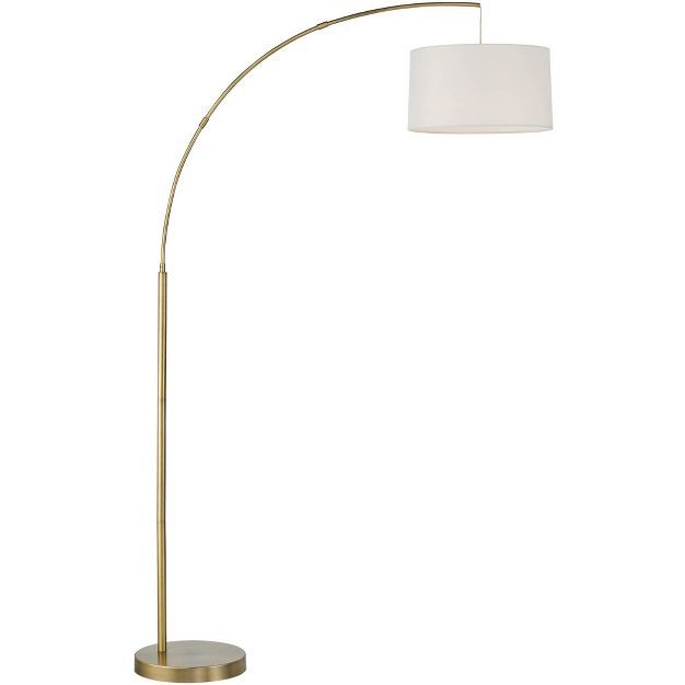 360 Lighting Modern Arc Floor Lamp with USB Charging Port 72" Tall Brass White Linen Drum Shade f... | Target