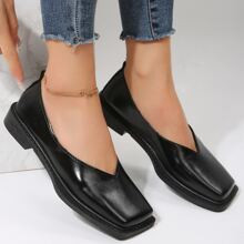 Women Slip On Square Toe Flats, Elegant Black Ballet Flats | SHEIN