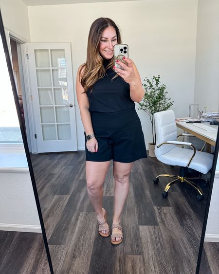 Spanx perfect A-line shorts 

Use code RYANNEXSPANX for 10% off 

Fit tips: top tts, L // shorts wearing XL but they are too big so I need L 

#LTKSeasonal #LTKstyletip #LTKcurves