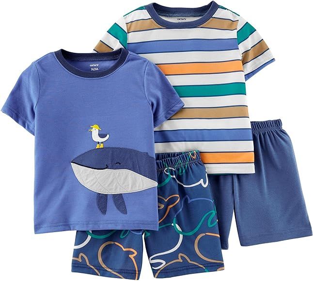 Carter's 4-Piece Toddler and Baby Boy's Snug fit Cotton Pajamas (Whale Blue Seagull, 5T) | Amazon (US)