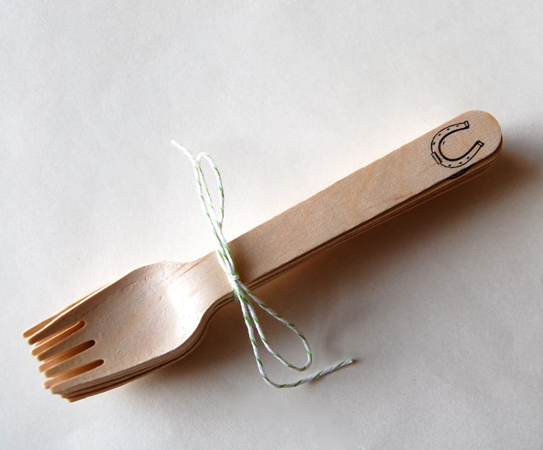 Horseshoe Eco Friendly Wooden Spoons and Forks / Set of 50/ Perfect for your Cowgirl / Cowboy Par... | Etsy (US)