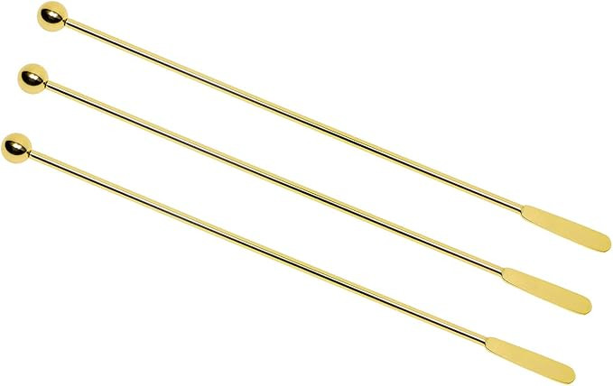 Amazon.com | Mini Skater 3 Pcs 7.4 Inch Coffee Stir Sticks Gold Stainless Steel Reusable Long Swi... | Amazon (US)